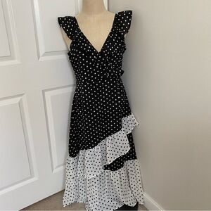 Elegant Black and White Polka Dot Maxi Dress